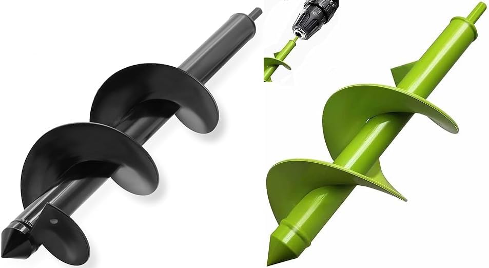TCBWFY Auger Drill Bit for Planting 3.5"x16",Extended Length Garden Auger Spiral Drill Bit,TCBWFY 4"x12" Auger Drill Bit for Planting Digging Holes