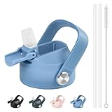 Vmini Straw Lid with Cover, Compatible with HydroFlask Wide Mouth Water Bottle and More, Replacement for Hydro Flask Wide Mouth, Sports Bottle Straw Lid with Flexible Handle (Sky)
