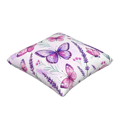 Linenovia Watercolor Butterfly Lavender Throw Pillow Covers 18x18 Set of 2, Purple Flower Garden Art Decorative Cushion Cases for Eclectic Living Room — view 2