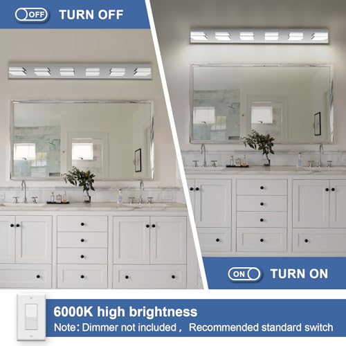 Image of Modern LED Stainless Steel Chrome Acrylic Bathroom Lights Fixtures 6-Light
