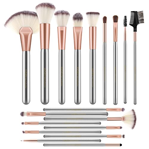 AMMIY Professional Make-Up Brush Set for Woman, 18 Pcs Cosmetic Brushes Kit for Concealer, Foundation, Blush, Highlight, Loose and All Other Makeup Powders