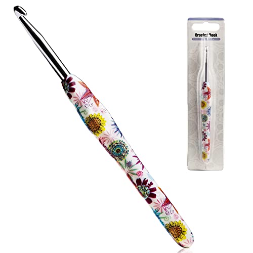 5.5mm Crochet Hook Ergonomic Handle for Arthritic Hands Soft Rubber Grip Extra Long Knitting Needles for Beginners and Knitting Crocheting Yarn (5.5mm)