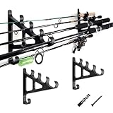 Horizontal Fishing Rod Rack Rod Holders for Wall Storage - Wall Mounted Fishing Rod Rack with Hook,H
