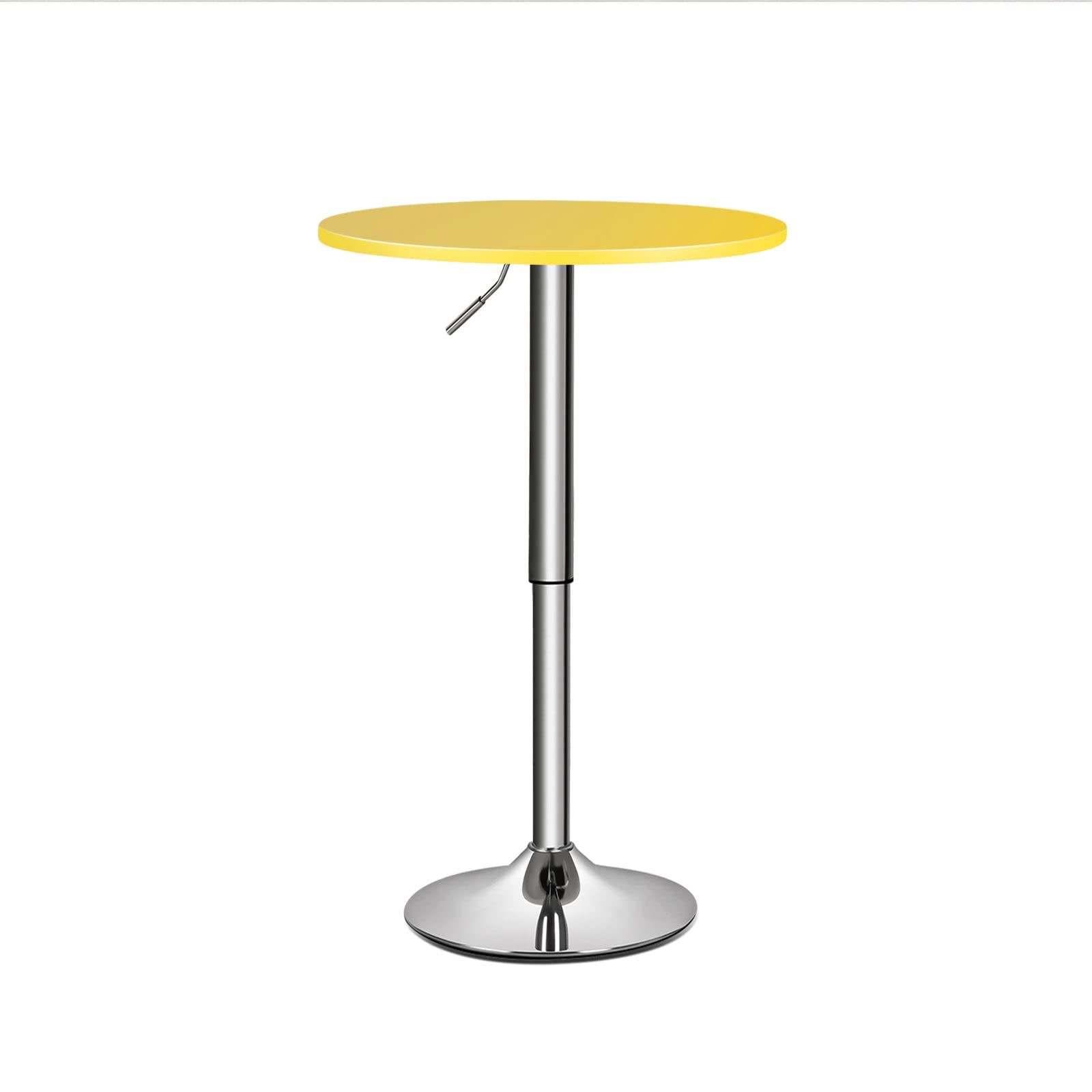 Magshion 23.5" Round Adjustable Height Bar Table, 27.5"-36" Range, 360° Swivel MDF Top Pub Table for Dining, Café, Cocktail, Yellow
