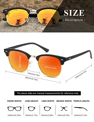 Image of AEVOGUE Polarized Semi Rimless Sunglasses for Men Women, Retro UV400 Sun Glasses for Driving Outdoor