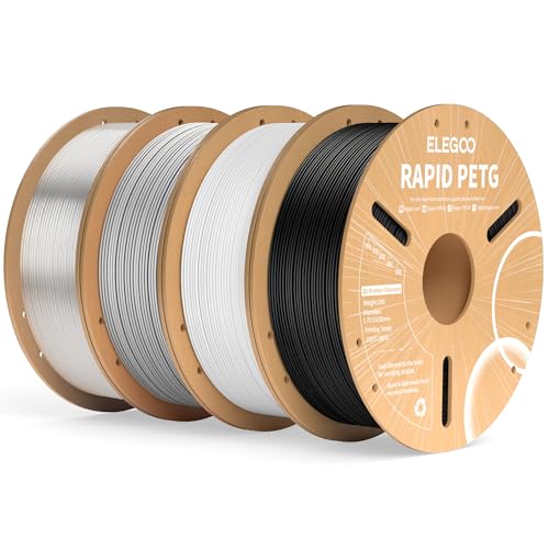 ELEGOO Rapid PETG Filament Bundle 1.75mm Black/White/Gray/Transparent 4KG