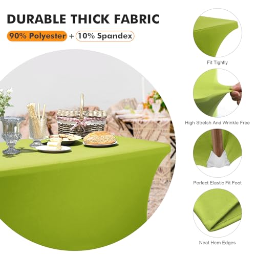 Image of SEPARO 2 Pack 6 Ft Green Table Cover Fitted Rectangular Tablecloth Stretchable Fabric Table Cloth 6 ft Wrinkle-Free for Party Tradeshows Banquet Weddings Cocktail