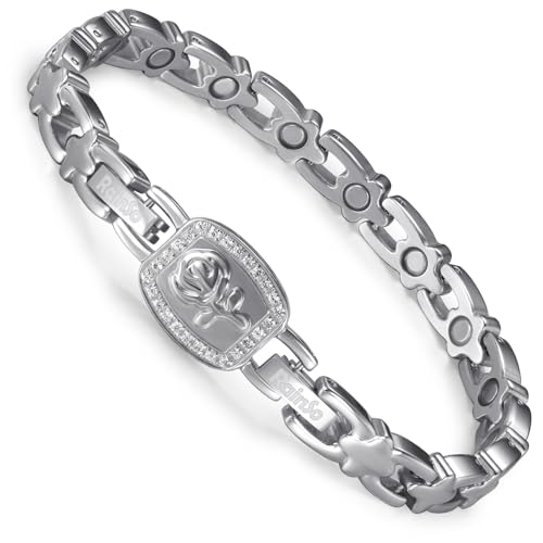 Pulsera magnética de acero inoxidable RainSo con caja de regalo y diseño rosa desmontable
