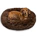 Best Friends by Sheri Luxury Faux Fur Donut Cuddler (23x23), Dark Chocolate - Small Round Donut Cat and Dog Cushion Bed, Orthopedic Relief