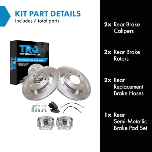Image of TRQ Rear Brake Pad and Rotor Set Semi Metallic Calipers Compatible with 2014-2016 Kia Optima