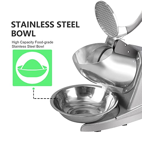 Horgelu Electric 3 Blades Ice Crusher With Ice Pick 286Lbs/Hr Snow Cone Machine 380W Shaved Ice Machine 2000Rpm Food-Grade Stainless Steel Ice Shaver 110V Snow Cone Maker For Home Commercial #TOP6