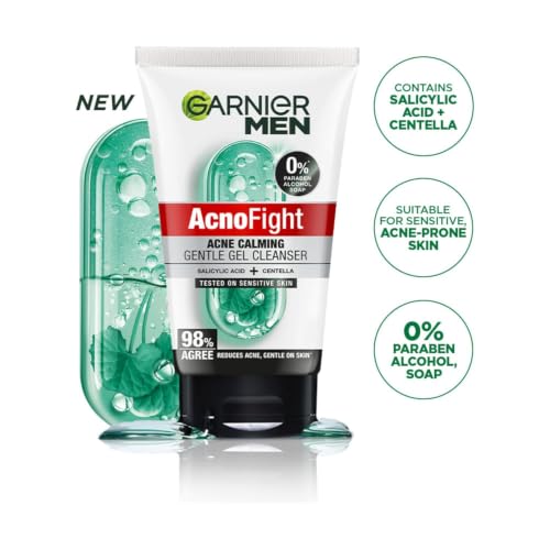 Image of Garnier Men Acno Fight Gentle Cleanser Facewash | For Acne-Prone, Sensitive Male Skin | 100g | Powered by Salicylic acid and Centella, this gentle facewash helps fight pimples on sensitive male skin without dryness.
