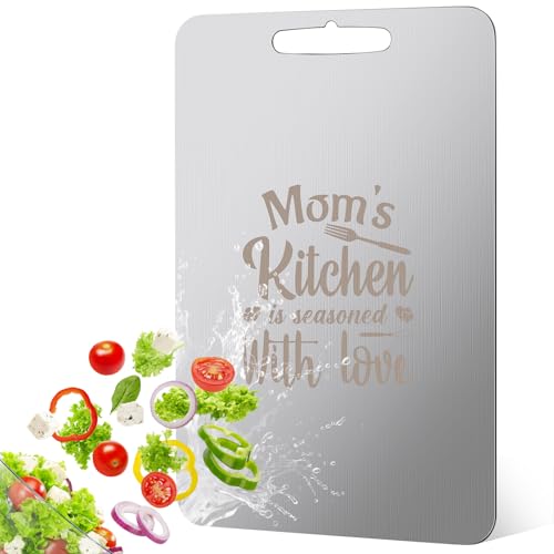 MorningRo Mom Gifts, Stainless Steel Cutting Board for Kitchen - 13.4x9 Inch 304 Stainless Steel Chopping Board for Meat, Fruit, Vegetables, Dishwasher Safe, Gift for Mom