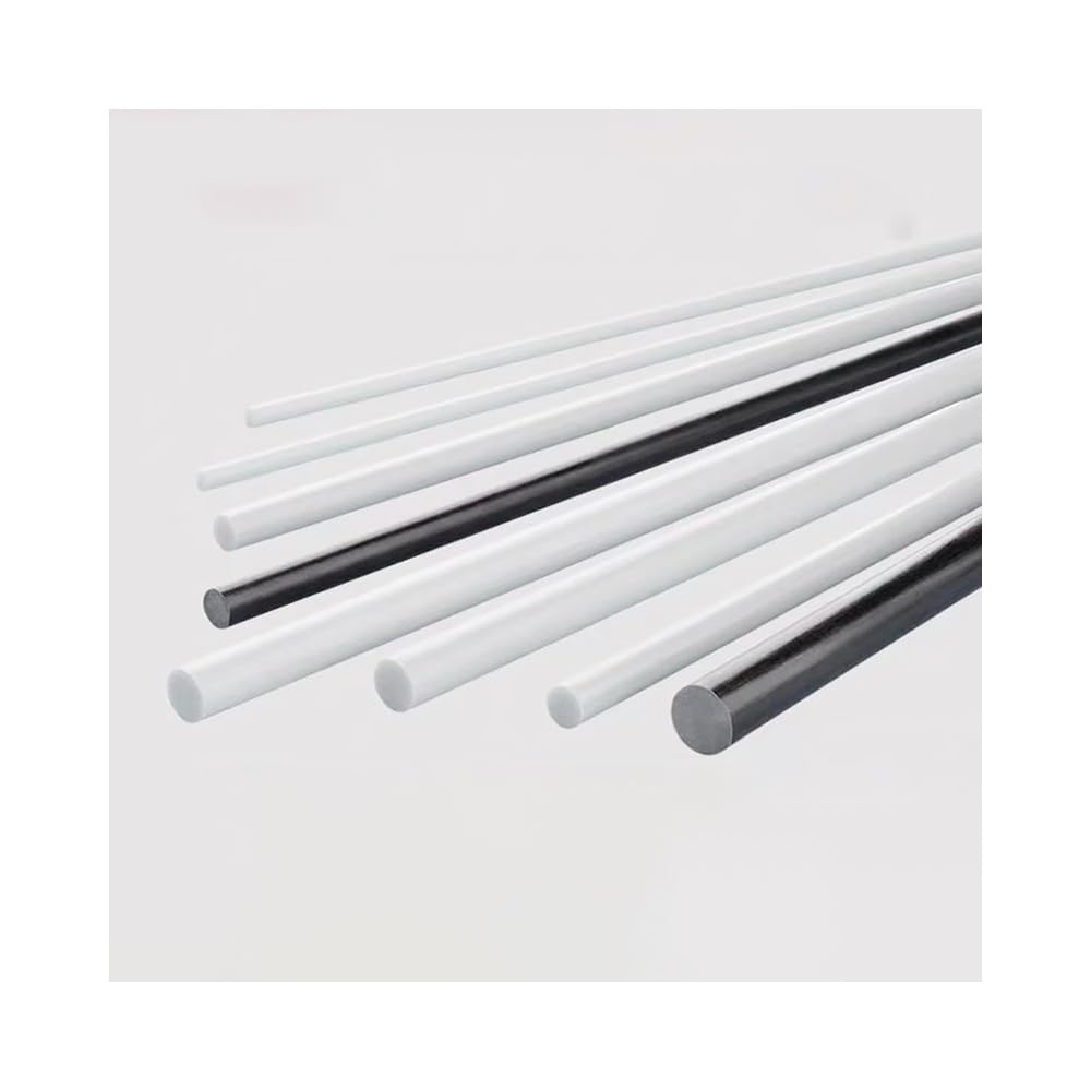 10Pcs Pręty z Włókna Szklanego Odporne na Wysokie Temperatury 500mm, Lite Pręty 0.8-10mm, Lekkie & Wytrzymałe Trzony dla Modeli RC, Części Dronów & Zestawów Naprawczych(Black,10x500mm)