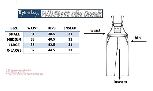 Hybrid & Company Womens Stretch Denim Overalls PVJ156998 Olive S - Thumbnail 2