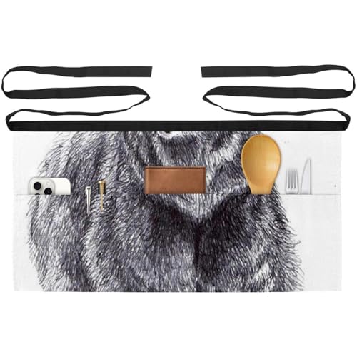 Tablier court de chef lot de 3 demi-tabliers de cuisine multicolores imprimé ours peint