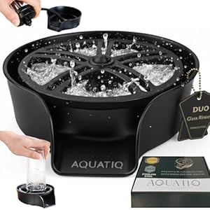 AquaDuo Glass Rinser and Kitchen Sink Sprayer Combo, Stainless Steel Cup Washer, Cup Cleaner, Bottle Washer, Glass Cleaner, Bar Sink Attachment, Pull Out Sprayer (Matte Black (Stainless Steel))