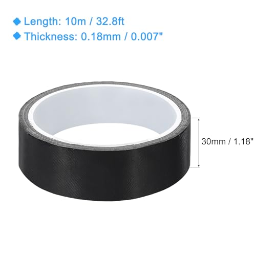Image of MECCANIXITY High Temperature Tape 30mm PTFE Coated Fabric Tape Heat Resistant Tape for Vacuum Sealers Adhesive Tape 10m /33ft Black 0.18mm Thickness
