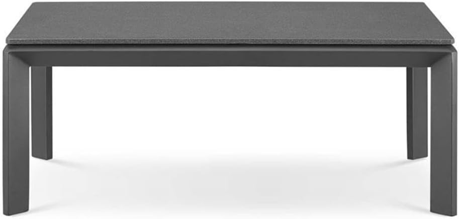Modern Aluminum Outdoor Coffee Table, 39" W x 23" D x 15.5" H, Powder-Coated Gray Finish, Scratch-Resistant Cement Top, All-Weather UV Resistant Patio, Porch, Deck, or Balcony Table