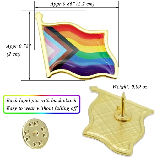 Image of 12 /25 /50 /100 /200 Pcs Progress Pride Pins Decorations LGBTQ Pins Accessories Pride Decor Bulk Stuff Rainbow Pins Gay Enamel Lapel Pin Progress Pride Month Decorations Gift for Parade Party, Flag