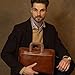 Time Resistance Slim Leather Briefcase - Italian Handmade Leather Laptop Bag for Men and Women (Cognac Brown)