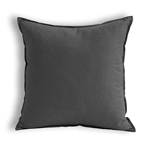 Jeanerlor Cotton Linen Soft Soild Decorative Square Throw Pillow Covers Natural Set Cushion Case for Children Kid Baby 24 x 24 Inch 60 x 60cm, Dark Grey