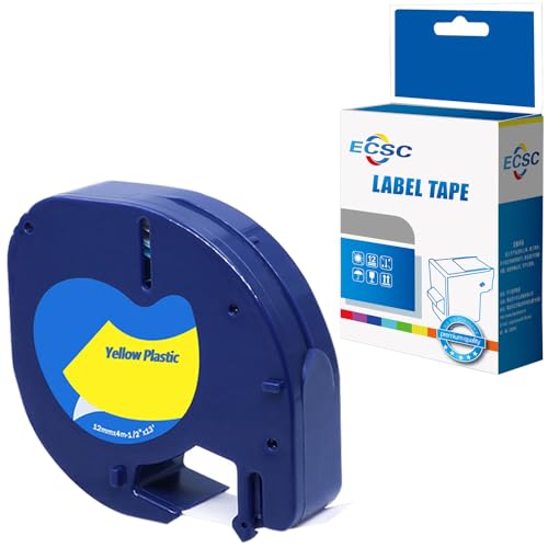 Ecsc Compatible Label Tape Replacement For Dymo Letratag Lt-100H Dymo Letratag Lt-100T Label Tape S0721620 (Black On Yellow, 1-Pack)