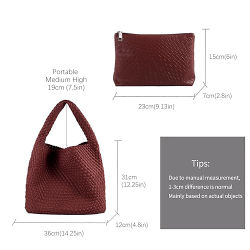 Woven Tote Bag For Women,Vegan Leather Hand Woven Handbags And Purse,Shoulder Bag Top-Handle Bag All-Match Underarm Bag3