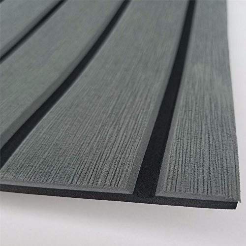 Yuanjiasheng Eva Faux Teak Decking Sheet For Boat Yacht Non-Slip And Self-Adhesive Boat Flooring Pad 94.5"× 35.4" Bevel Edges (Dark Gray With Black Lines) #TOP5