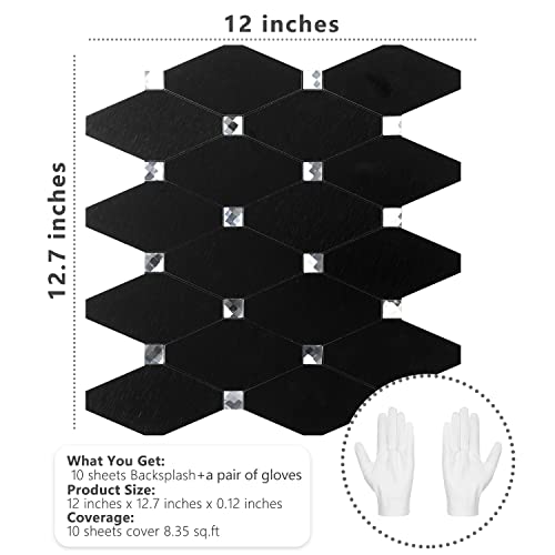 Stickgoo Peel And Stick Backsplash, 10 Sheets Kitchen Backsplash Mosaic Tile Sticker, Black Brushed Aluminum Composite Panel, Stick On Backsplash For Kitchen, Countertop, Bathroom Vanity #TOP4