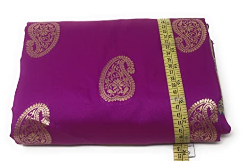 Image of Women Blouse Piece Material Soft Banarasi Brocade Magenta Colour, 1 Meter (Brocade 250 Magenta 2)