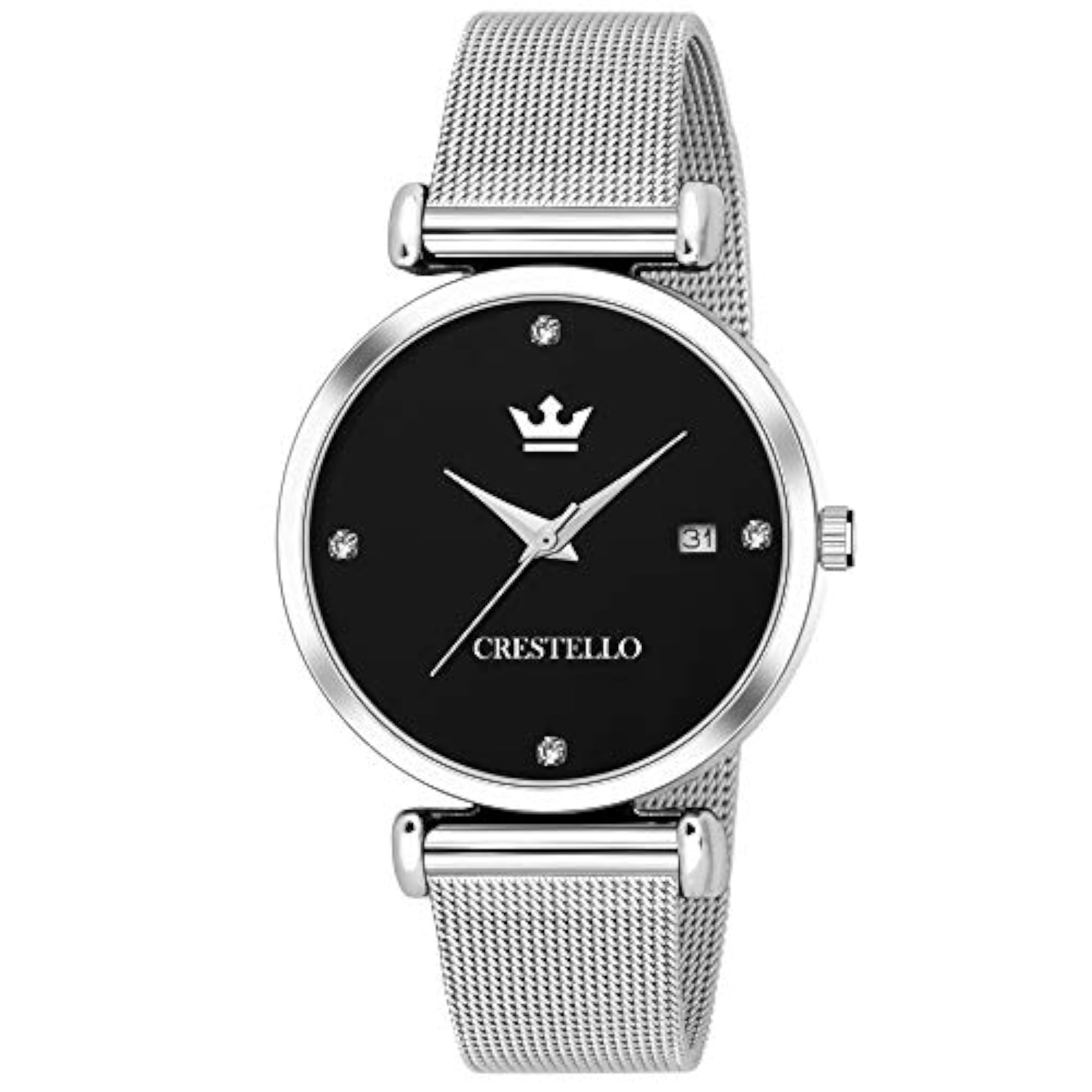 Silver Mesh Chain Women's Analog Wrist Watch