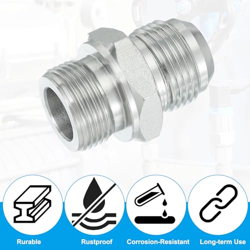 Image of PATIKIL Hex Reducing Nipple Connectors Pipe Adapter 1 1 /16 inch Male 37 Flare JIC x 3 /4 inch g Male, Pipe Fitting Reducer Nipple Adapter Plated Steel Hydraulic Fitting