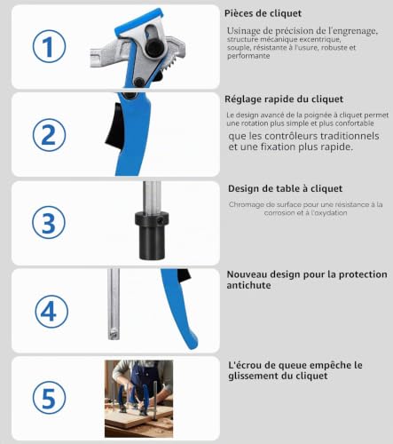 ZUGJOZD 2pcs serre joint menuisier à levier en acier,20mm serre joint rapide Plage de serrage 160 mm Profondeur de Gorge 60 Compatible etabli menuisier tables multifonctions de soudage,CNC – vue 6