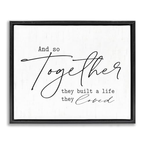 'Romantic Together Quote Casual Birch Pattern'| Floating Frame Canvas Art