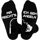 Geschenke für Angler Männer Geburtstag Socken, Angeln Geschenk Lustig MIR REICHTS ICH GEH ANGELN Socken Angel Zubehör, Weihnachtsgeschenke für Männer Papa Opa Freund Weihnachten Vatertag Geschenk