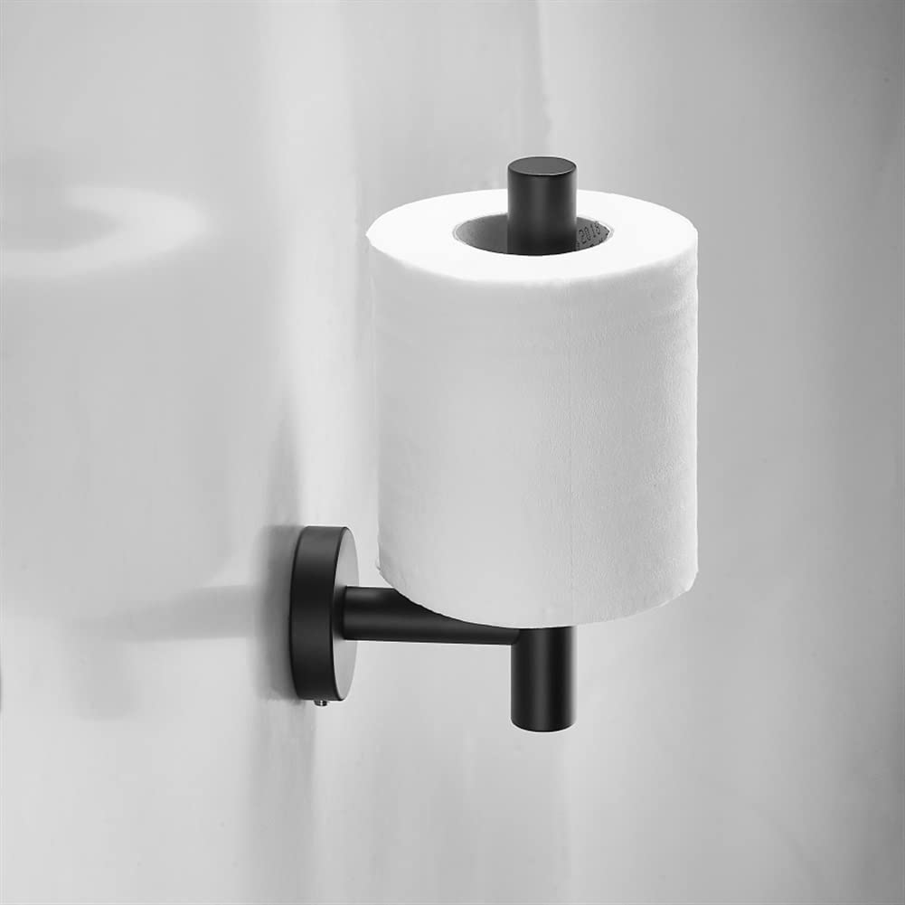 Estantes de baño Portarrollos de Papel higiénico montado en la Pared de Acero Inoxidable, Portarrollos de Papel Vertical Negro Mate o Cepillado, Portarrollos de Cocina (Color : Black)