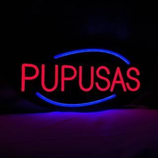LED Pupusas Neon Sign, 20"x10", Business Signboard for Pupusería, Food Truck, Salvadoran Stall, and Latin Eatery, Black Acrylic Backboard, Easy to Install, Wall Window Decor for Storefront (Pupusas)