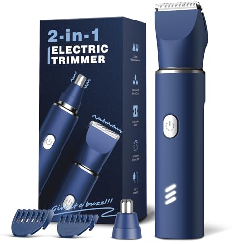 Image of Manscape Body Hair Trimmer for Men, Waterproof Groin Trimmer, Electric Razor Ball Shaver for Chest Pubic Leg Arm Underarm Back Nose, Rechargeable Wet /Dry Groomer, Blue