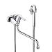 Produktbild Kludi Wannen-Einhebelmischer Logo Neo mit schwenkbarem Auslauf 250 mm, Tele-Handbrause geschlossener Hebel, verchromt, 375920575