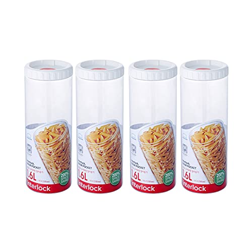 Interlock Round Refrigerator Food Storage Containers With White Lid, Set of 4, Transparent (INL303 x 4) (Plastic)