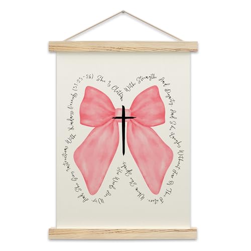 Pink Bow Christian Hanging Flag