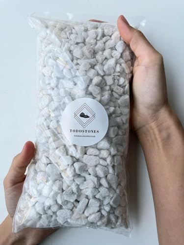 Weißer Kies, Beutel mit 2 kg, Dekosteine für den Innenbereich, Kieselsteine für Blumentöpfe, Gartenkies (8-12 mm) (Reinweiß)