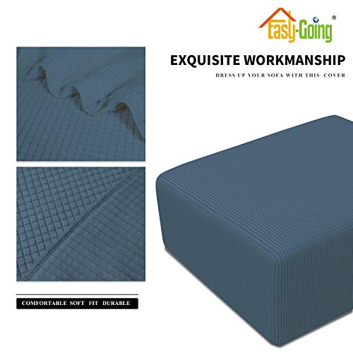 Cubierta otomana elástica rectangular y protector de taburete plegable mediano azul 5