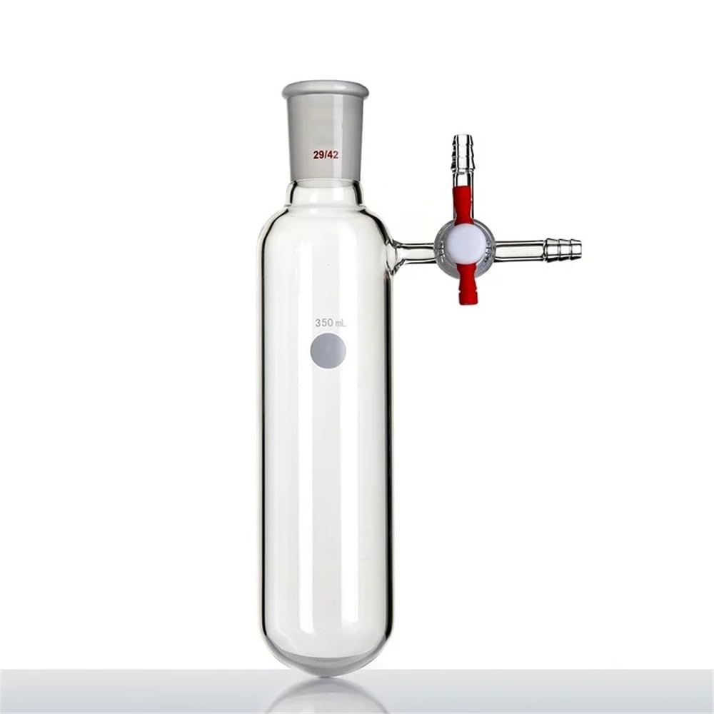 Cristalería de Laboratorio Tubo de reacción con abertura de 2 mm, matraz de PTFE con válvula de tres vías, vidrio de borosilicato F82(350mL-F824350S)