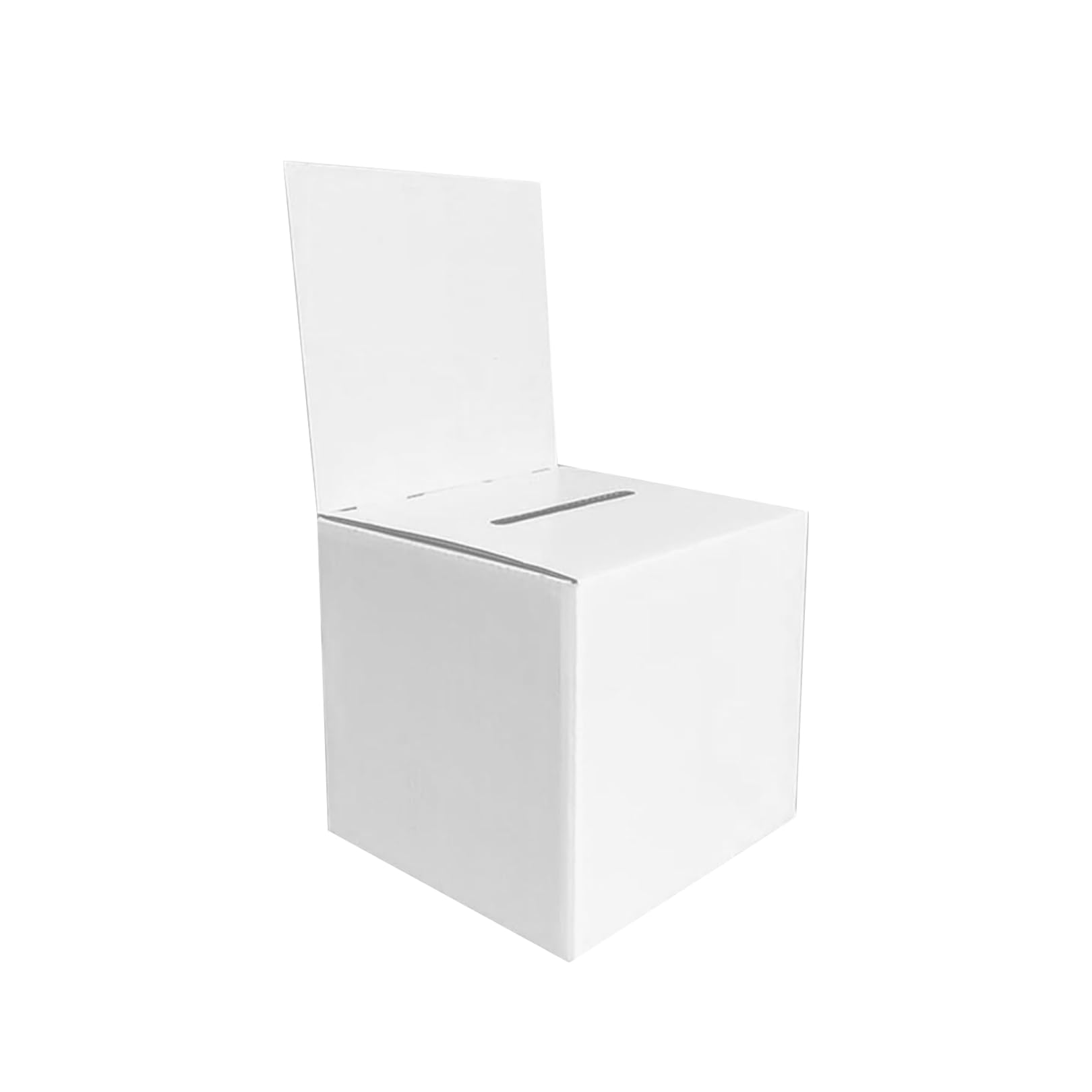 Qbuaat White Cardboard Ballot Box, Suggestion Box,Ballot Comment Collection Box Charity Donation Box Raffle Box With Slot & Removable Header For Voting Wedding Collecting Fundraising Feedback Ticket Box
