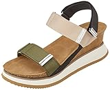 Suela antideslizante XTI 44805, Sandalias con cuña Mujer, Kaki, 38 EU