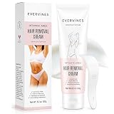 Evervines Hair Removal Cream for Women: Gentle Depilatory for Sensitive Skin - Bikini Line Legs Underarms & Face with Scraper (4.2oz) (1 pack)