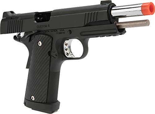 Evike Airsoft - Pred.ator Tactical Iron Shrike Gas Blowback 19.11 Pis.tol By King Arm.s (Color: Black / Co2 / Rai.l) #TOP3