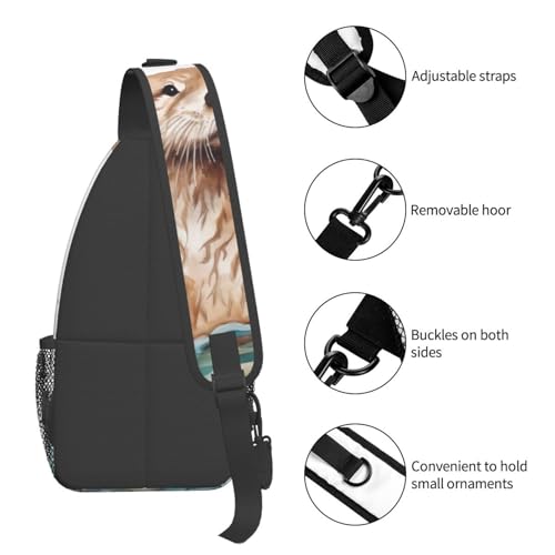 Mochila tipo sling negra para senderismo y uso diario miniatura 4